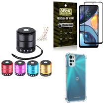 Kit Capinha Moto G22 + Mini Som Bluetooth + Película 3D