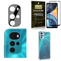 Kit Capinha Moto G22 + Película de Câmera + Película 3D Armyshield