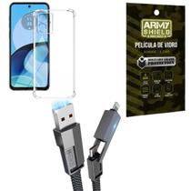 Kit Capinha Moto G24 Power + Cabo Usb 4 Em 1 + Pelicula 3D