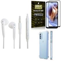 Kit Capinha Moto G41 + Fone De Ouvido P2 + Película