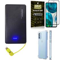 Kit Capinha Moto G52 + Carregador Portátil 5K + Película 3D Armyshield