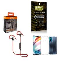 Kit Capinha Moto G60 Fone Bluetooth E Película De Vidro 3D - Armyshield