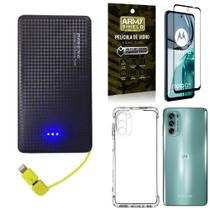 Kit Capinha Moto G62 + Carregador Portátil 5K + Película 3D