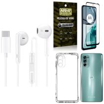 Kit Capinha Moto G62 + Fone De Ouvido Tipo C + Película 3D