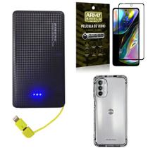 Kit Capinha Moto G82 + Carregador Portátil 5K + Película 3D Armyshield