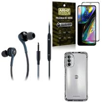 Kit Capinha Moto G82 + Fone De Ouvido Extreme + Película