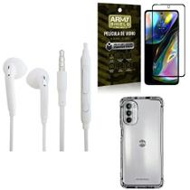 Kit Capinha Moto G82 + Fone De Ouvido P2 + Película - Armyshield