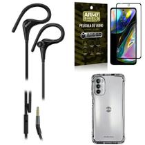 Kit Capinha Moto G82 + Fone de Ouvido Sport HS92 + Película Vidro 3D