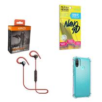 Kit Capinha Motorola E20 Fone Bluetooth Esportivo e Película de cerâmica 9D