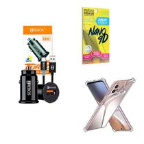 Kit Capinha Motorola E23 + Carregador Veicular Turbo + Película de Cerâmica 9D