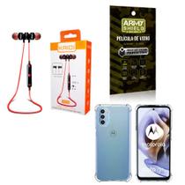 Kit Capinha Motorola G32 + Fone Bluetooth Esportivo e Película de vidro 3D