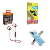 Kit Capinha Motorola G53 5G Fone Bluetooth Esportivo e Película de cerâmica 9D