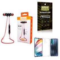 Kit Capinha Motorola G60 + Fone Bluetooth Esportivo e Película de vidro 3D