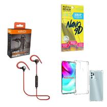 Kit Capinha Motorola G60 S Fone Bluetooth Esportivo e Película de cerâmica 9D