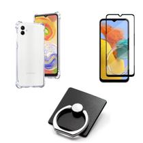 Kit Capinha + Película 3D de Vidro + Suporte Anel para Samsung Galaxy A04E