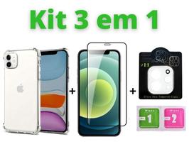 Kit Capinha + Pelicula 3D + Pelicula da Câmera Compativel Com iPhone 11 / 11 Pro Max / 12 / 12 Pro - Premium
