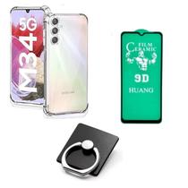 Kit Capinha + Película Cerâmica 9D + Suporte Anel para Samsung Galaxy M34 Kit Capinha + Película Cerâmica 9D + Suporte Anel para Samsung Galaxy M34