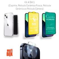 Kit Capinha + Película Cerâmica + Película Cerâmica Fosca + Película de Câmera Para Iphone 14