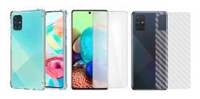 Kit Capinha + Película De Vidro 3d 5d 9d + Fibra Traseira Para Samsung A71 Kit Capinha + Película De Vidro 3d 5d 9d + Fibra Traseira Para Samsung A71