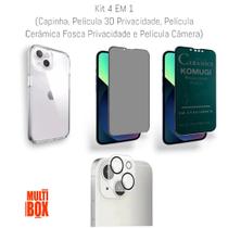 Kit Capinha + Película Fosca Privacidade + Película 3D Privacidade + Película Câmera Para Iphone 13 Kit Capinha + Película Fosca Privacidade + Película 3D Privacidade + Película Câmera Para Iphone 13