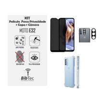 Kit Capinha + Película Privativa Fosca + Película Câmera Motorola Moto E32