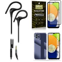 Kit Capinha Samsung A03 + Fone de Ouvido Sport HS92 + Película Vidro 3D