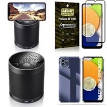 Kit Capinha Samsung A03 + Som Bluetooth Potente Q3 + Película Vidro 3D
