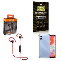 Kit Capinha Samsung A04 E Fone Bluetooth Esportivo e Película de vidro 3D