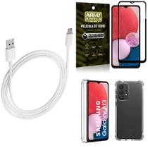 Kit Capinha Samsung A13 4G + Cabo USB Tipo C 2m + Película 3D Armyshield