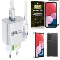 Kit Capinha Samsung A13 4G + Carregador Turbo 18W Tipo C + Película Vidro 3D