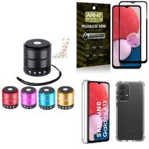 Kit Capinha Samsung A13 4G + Mini Som Bluetooth + Película 3D Armyshield