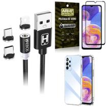 Kit Capinha Samsung A23 4G + Cabo Magnético 2 Metros + Película Vidro 3D