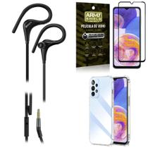 Kit Capinha Samsung A23 4G + Fone de Ouvido Sport HS92 + Película Vidro 3D