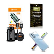 Kit Capinha Samsung A54 + Carregador Veicular Turbo + Película de Vidro 3D