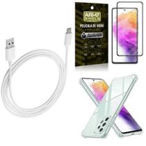 Kit Capinha Samsung A73 5G + Cabo Usb Tipo C 2M + Película