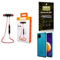 Kit Capinha Samsung M12 + Fone Esportivo E Película De Vidro