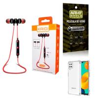 Kit Capinha Samsung M32 + Fone Esportivo E Película De Vidro