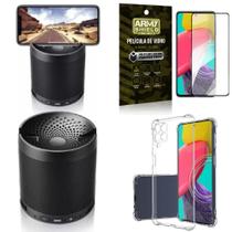 Kit Capinha Samsung M53 5G + Som Bluetooth Potente Q3 + Película Vidro 3D