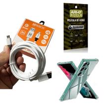 Kit Capinha Samsung S23 Ultra com Cabo Turbo Tipo C 3 Metros e Película de vidro 3D