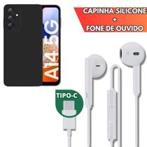 Kit Capinha Silicone Aveludada + Fone de Ouvido Tipo C Para Samsung A14 5G