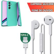 Kit Capinha Silicone Aveludada + Fone de Ouvido Tipo C Para Samsung A14 5G