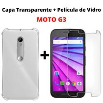 Kit Capinha Transparente Anti-Impacto e Película de vidro comum Moto G3