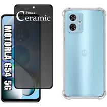 Kit Capinha Transparente Anti Impactos + Película Privacidade Fosca para Motorola Moto G54
