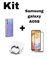 Kit Capinha Transparente + Película 3D + Suporte Anel Samsung Galaxy A05S