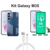 Kit Capinha Transparente + Película de Cerâmica + Cabo USB Tipo C para Samsung Galaxy M35