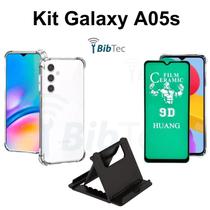 Kit Capinha Transparente + Película de Cerâmica + Suporte de Mesa para Samsung Galaxy A05S - HUANG