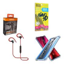 Kit Capinha Xiaomi Mi 9T Fone Bluetooth Esportivo e Película de cerâmica 9D