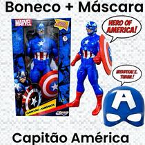 Kit Capitão América Boneco Articulado com Máscara Infantil Brinquedo Marvel Kit Capitão América Boneco Articulado com Máscara Infantil Brinquedo Marvel