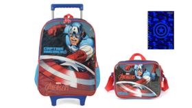 Kit Capitão América Mochila de Rodinha + Lancheira + Agenda