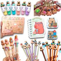 Kit Capivara 18 Incríveis Completo Papelaria Kawaii Escolar Kit Capivara 18 Incríveis Completo Papelaria Kawaii Escolar